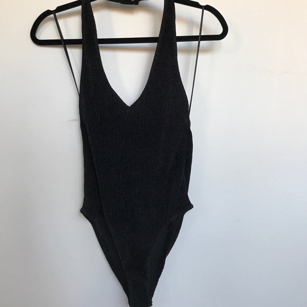 Out From Under Sparkly Shimmer Halter Bodysuit - image 2